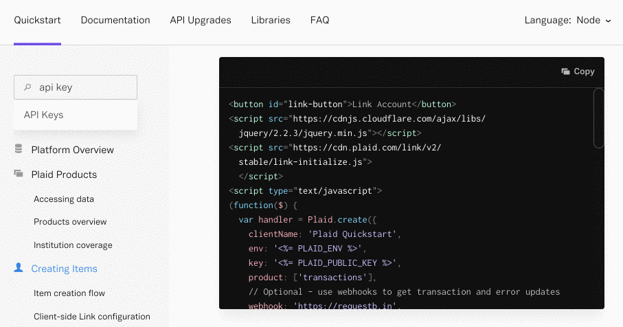 image of Plaid homepage